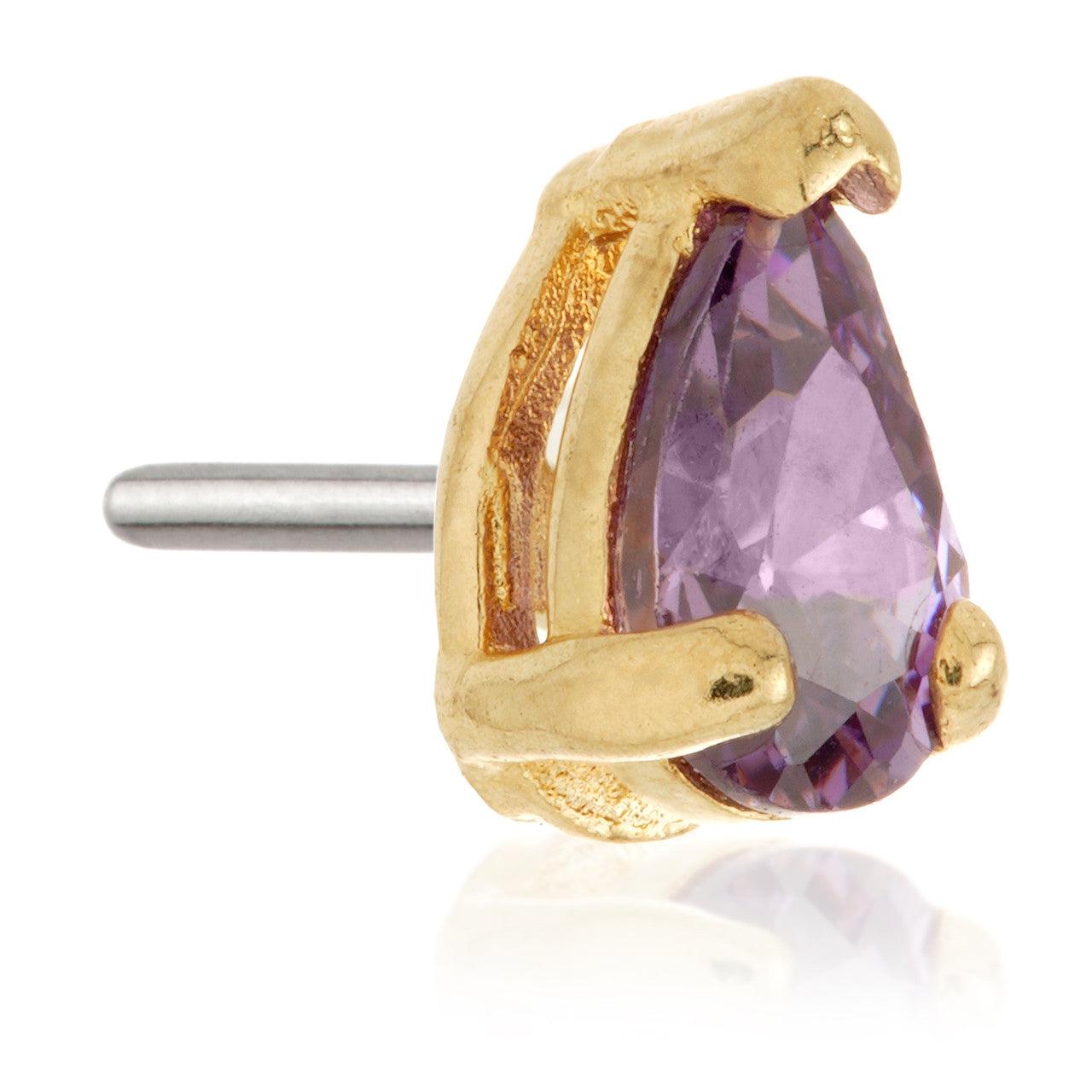 TL - 14ct Gold Threadless Teardrop Gem Pin Attachment
