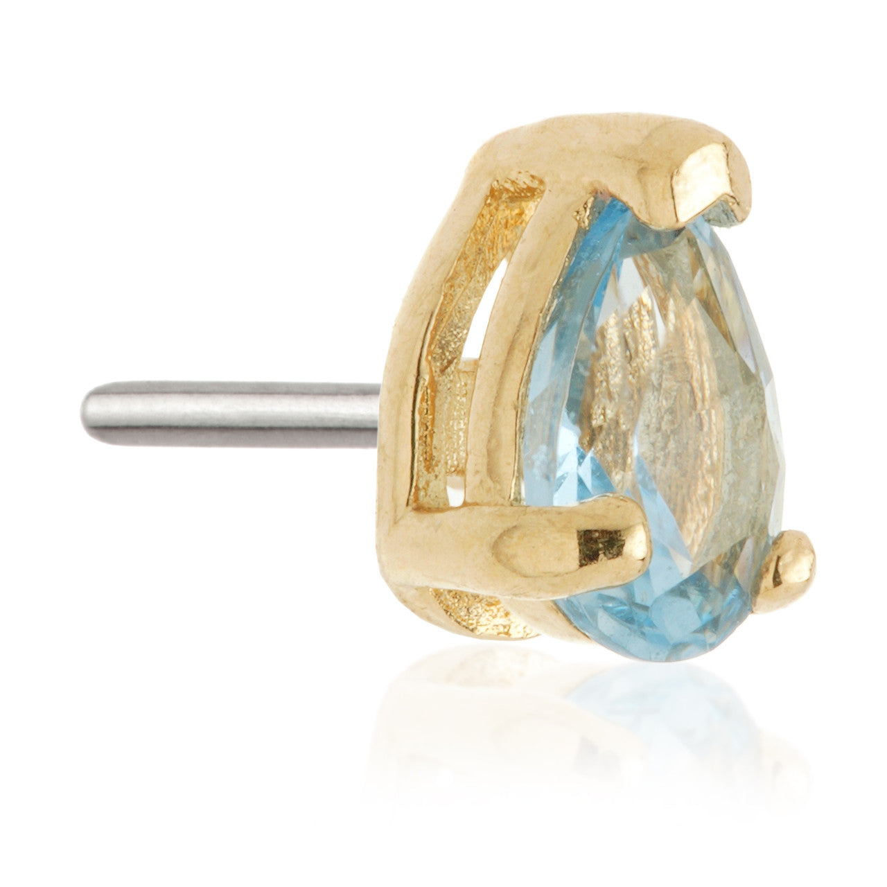 TL - 14ct Gold Threadless Teardrop Gem Pin Attachment