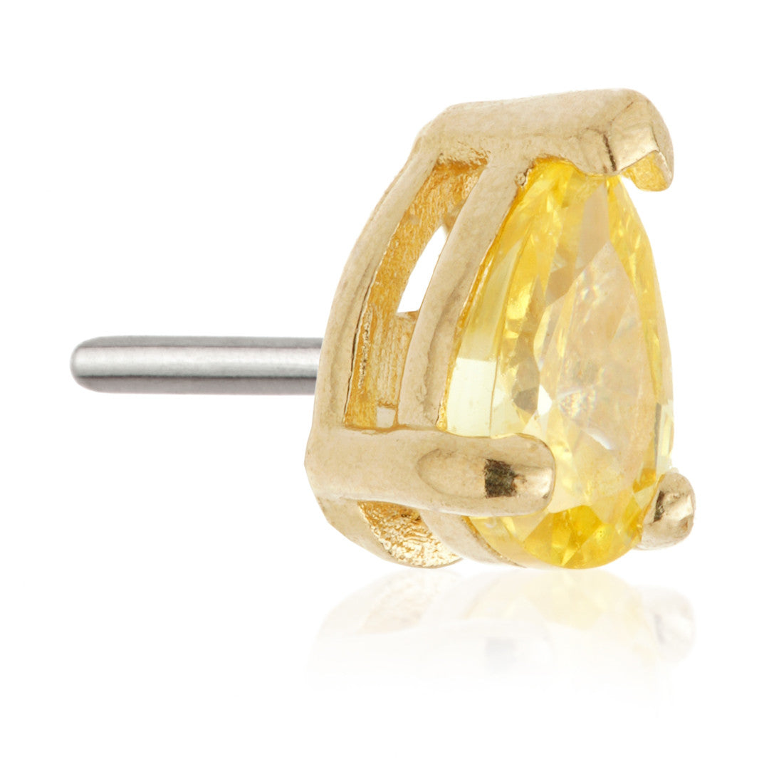TL - 14ct Gold Threadless Teardrop Gem Pin Attachment