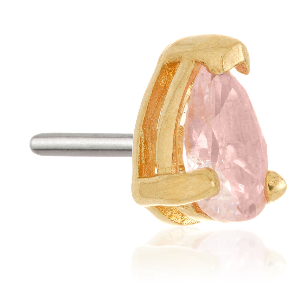 TL - 14ct Gold Threadless Teardrop Gem Pin Attachment