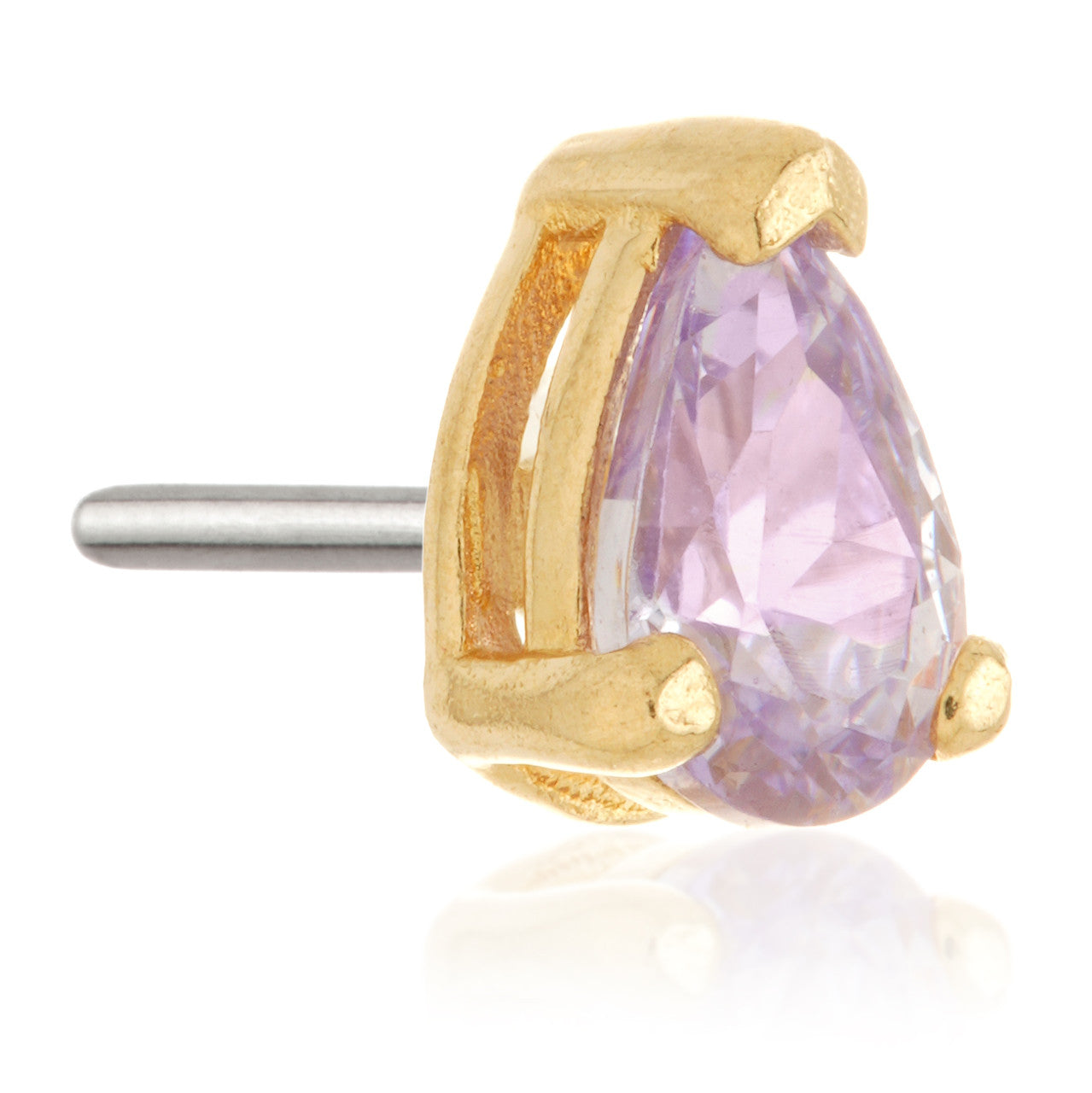 TL - 14ct Gold Threadless Teardrop Gem Pin Attachment