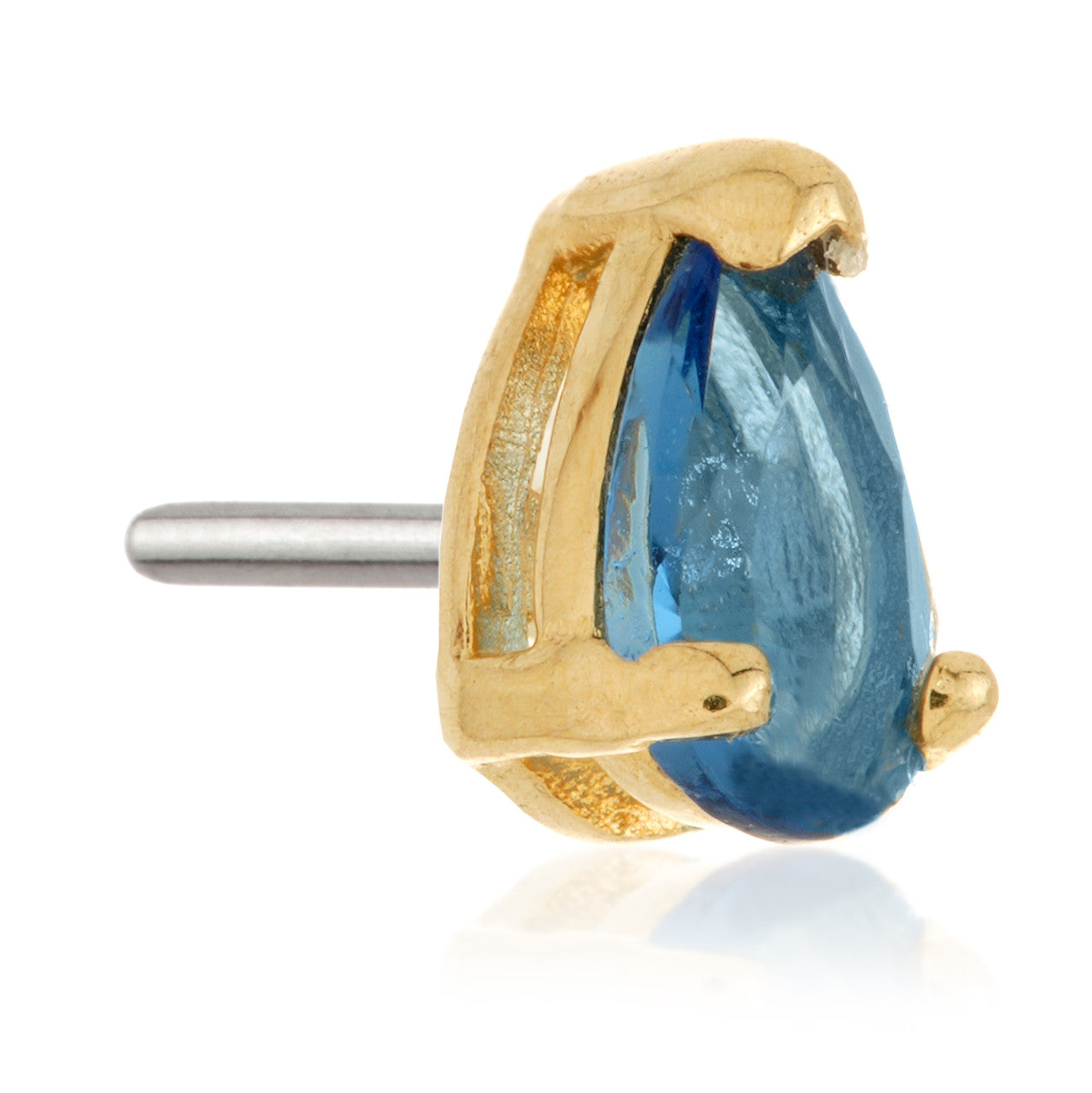 TL - 14ct Gold Threadless Teardrop Gem Pin Attachment