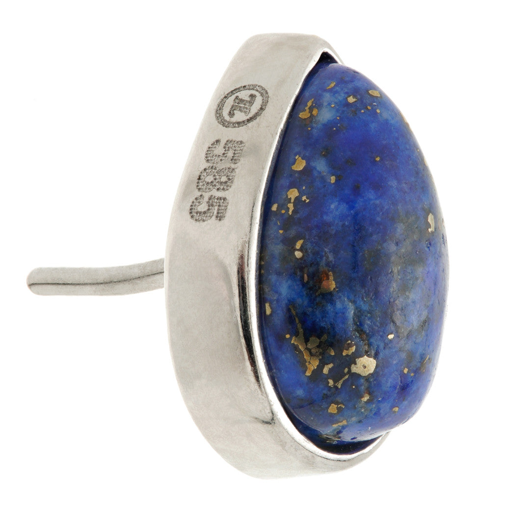 TL - 14ct Gold Threadless Lapis Cabochon Pear Pin Attachment