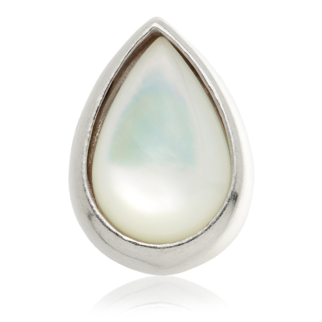 TL - 14ct Gold Threadless Mother of Pearl Cabochon Pear Pin Attachment