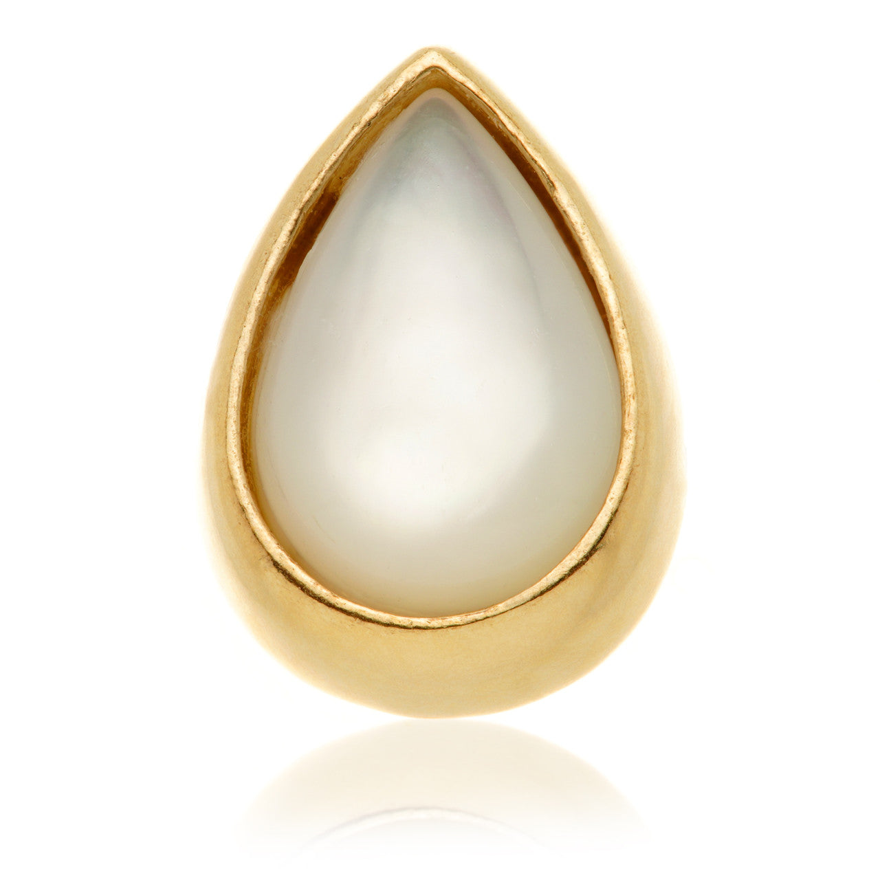 TL - 14ct Gold Threadless Mother of Pearl Cabochon Pear Pin Attachment