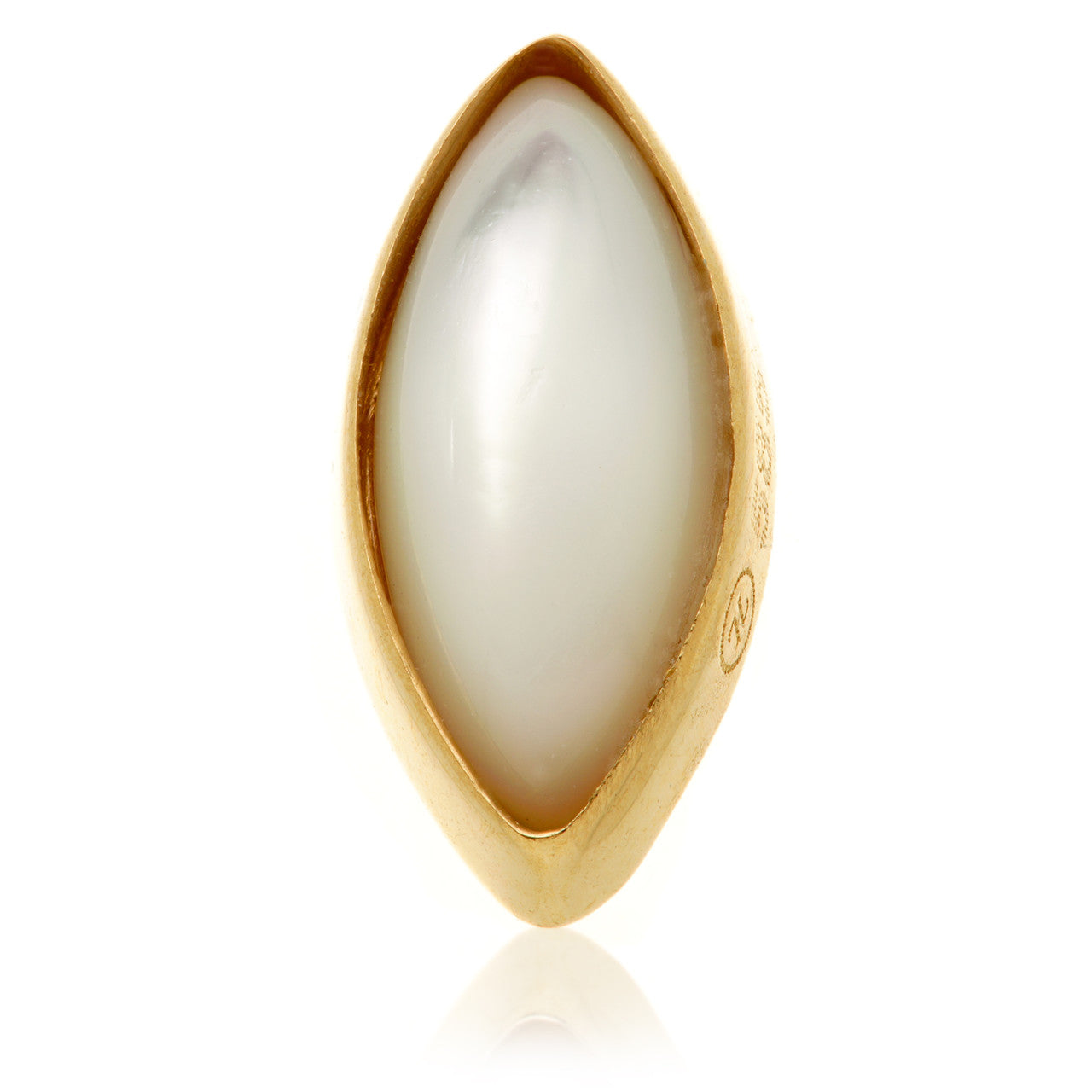 TL - 14ct Gold Threadless Mother of Pearl Cabochon Marquise Pin Attachment