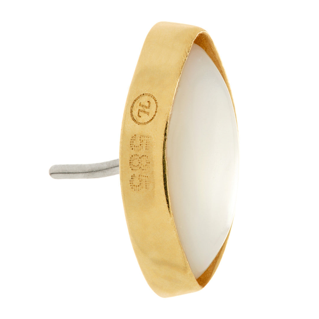 TL - 14ct Gold Threadless Mother of Pearl Cabochon Marquise Pin Attachment