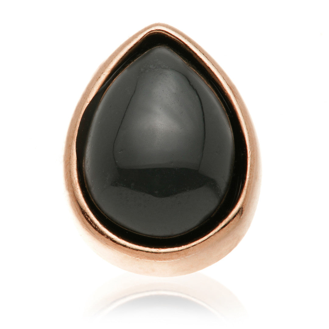 TL - 14ct Gold Internal Black Agate Cabochon Pear Attachment