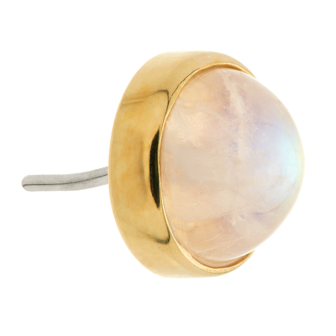 TL - 14ct Gold Threadless Moonstone Cabochon Round Pin Attachment