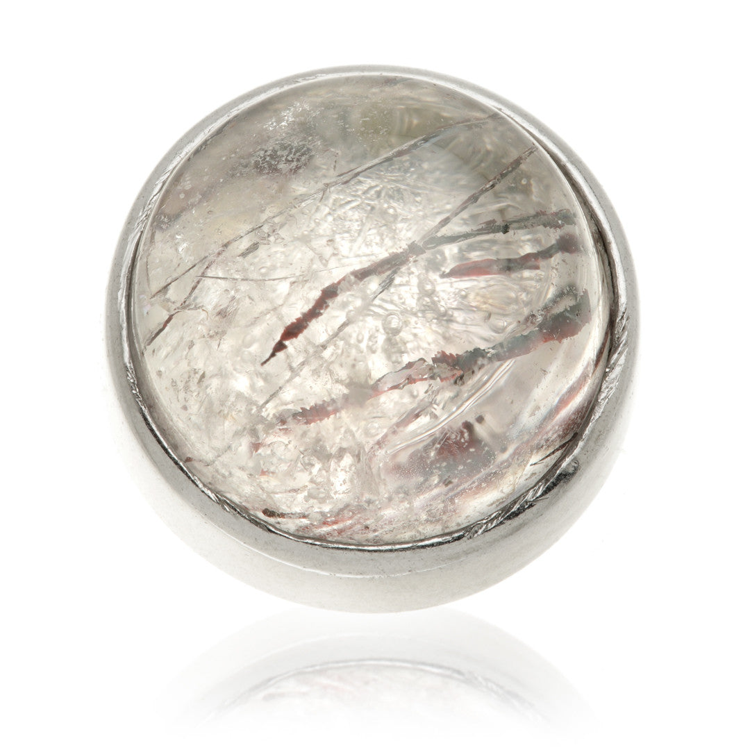 TL - 14ct Gold Internal Rutilated Quartz Cabochon Round Attachment