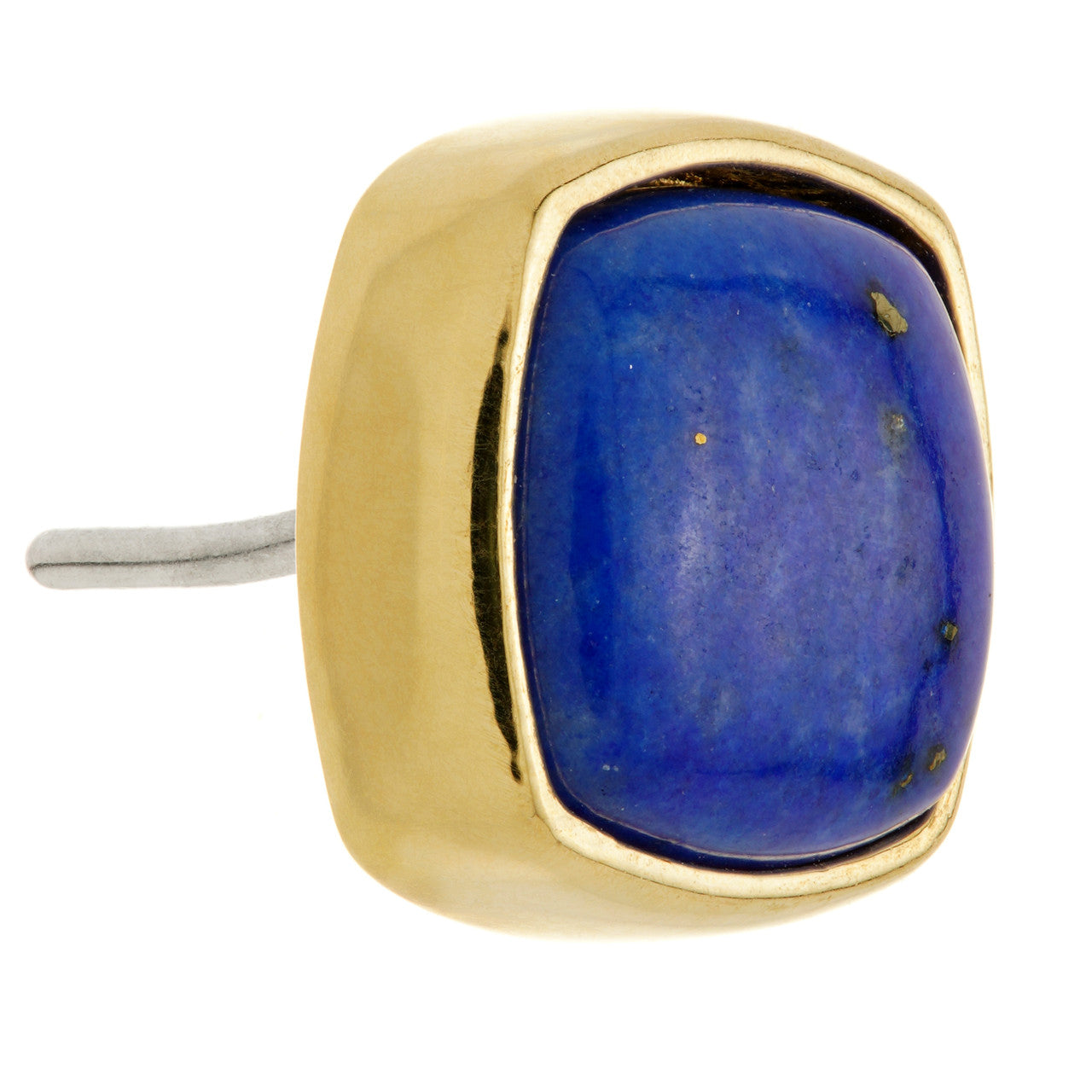 TL - 14ct Gold Threadless Lapis Cabochon Cushion Pin Attachment