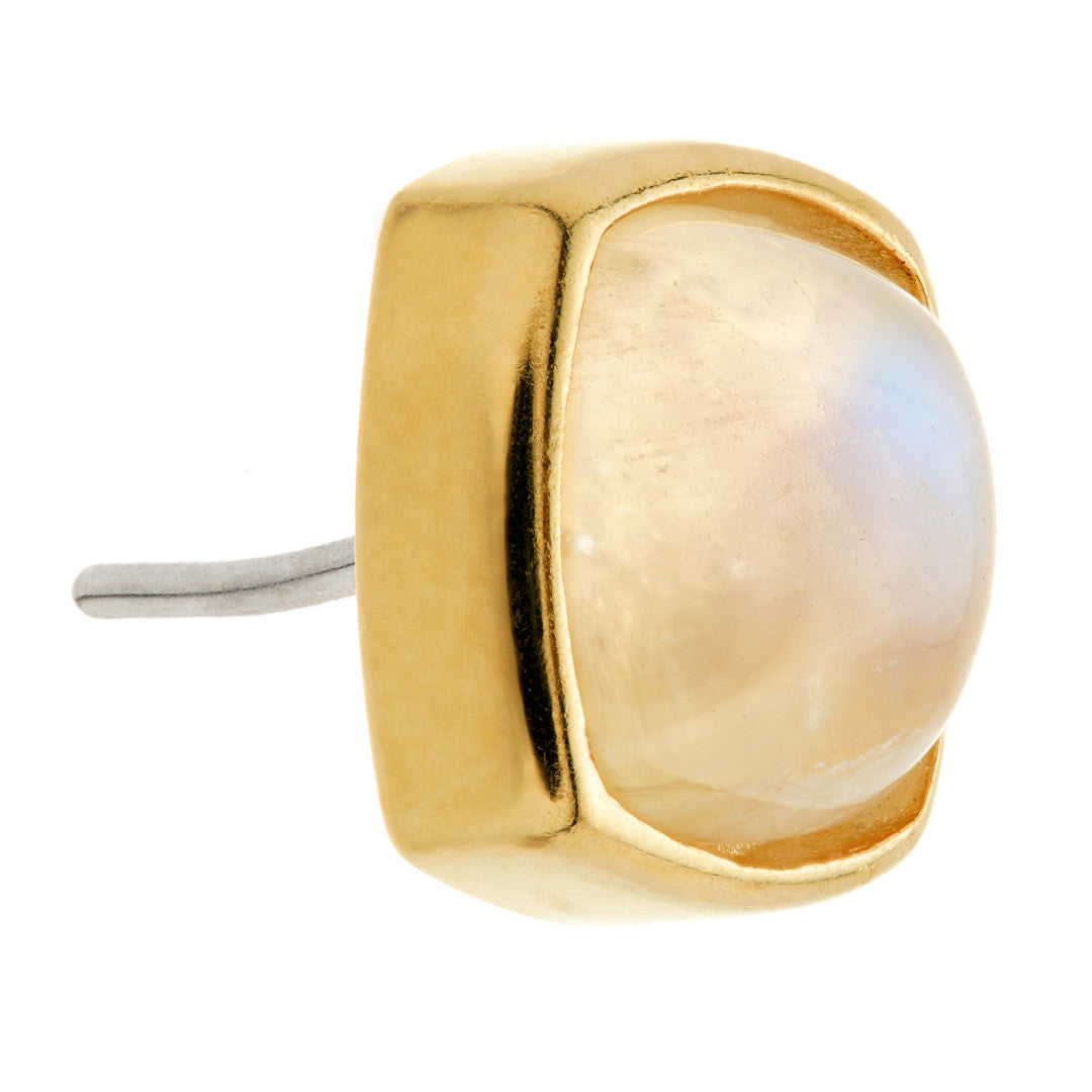 TL - 14ct Gold Threadless Moonstone Cabochon Cushion Pin Attachment