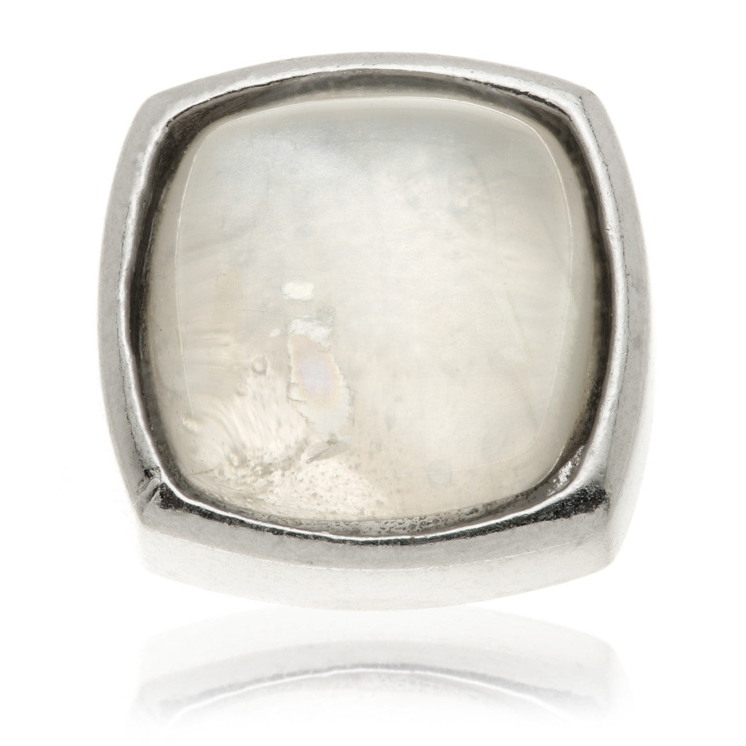 TL - 14ct Gold Internal White Moonstone Cabochon Cushion Attachment