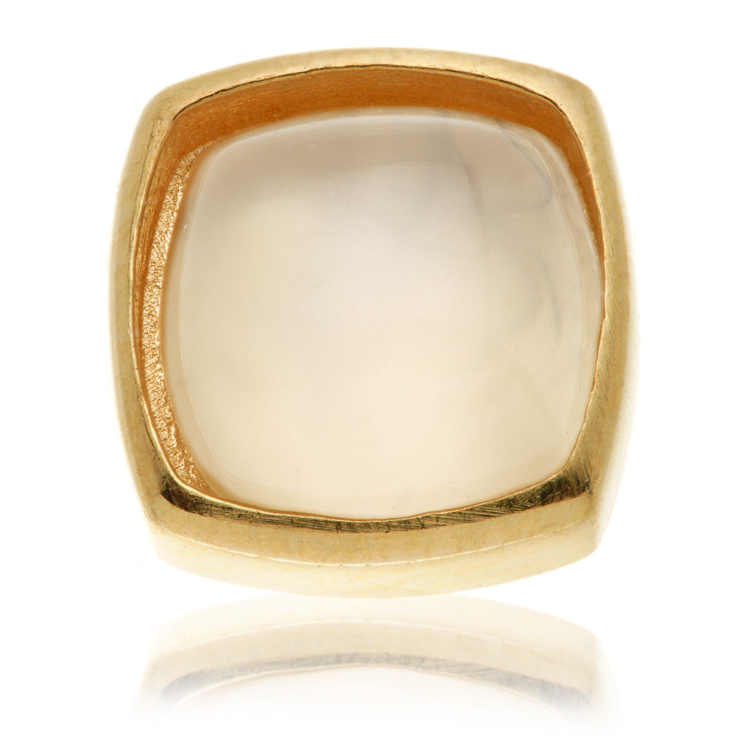 TL - 14ct Gold Internal White Moonstone Cabochon Cushion Attachment