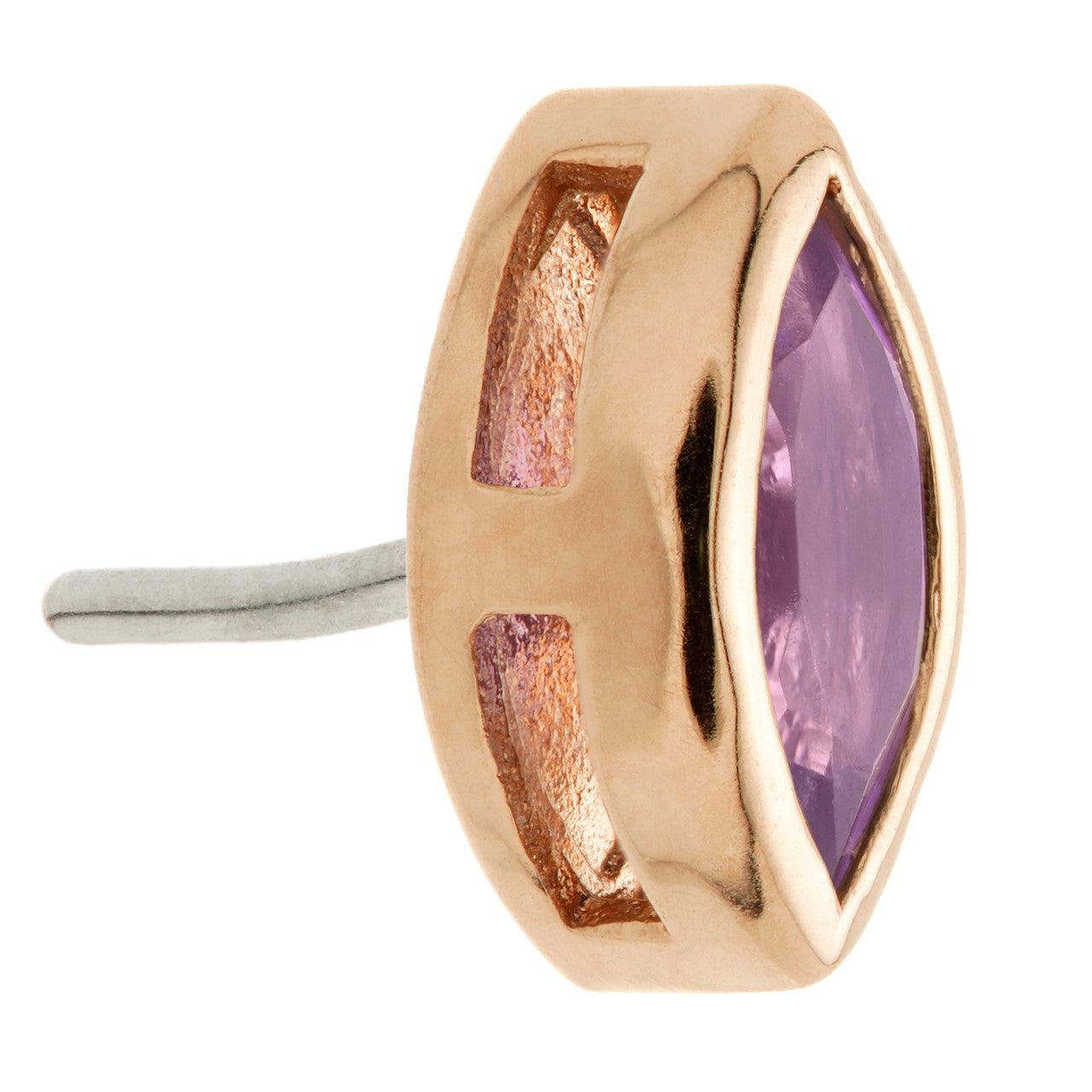 TL - 14ct Gold Threadless Amethyst Marquise Pin Attachment