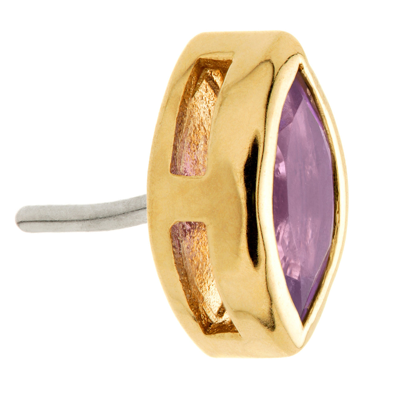 TL - 14ct Gold Threadless Amethyst Marquise Pin Attachment