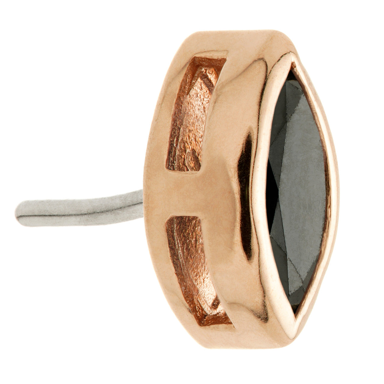 TL - 14ct Gold Threadless Black Diamond Marquise Pin Attachment