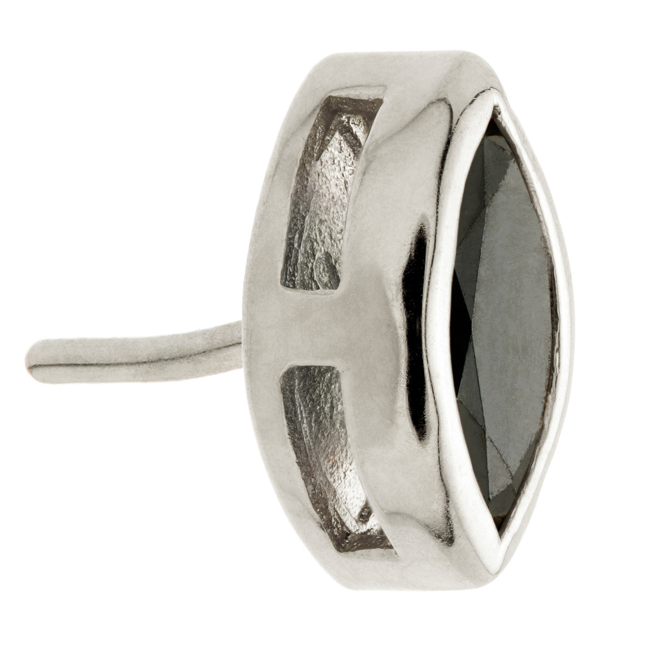 TL - 14ct Gold Threadless Black Diamond Marquise Pin Attachment
