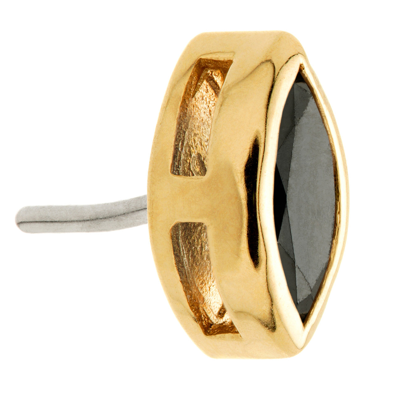 TL - 14ct Gold Threadless Black Diamond Marquise Pin Attachment