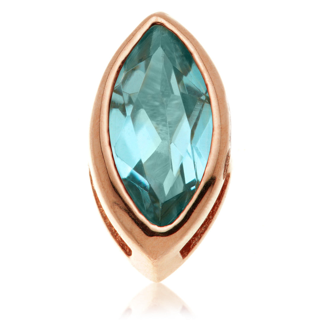 TL - 14ct Gold Threadless London Blue Topaz Marquise Pin Attachment