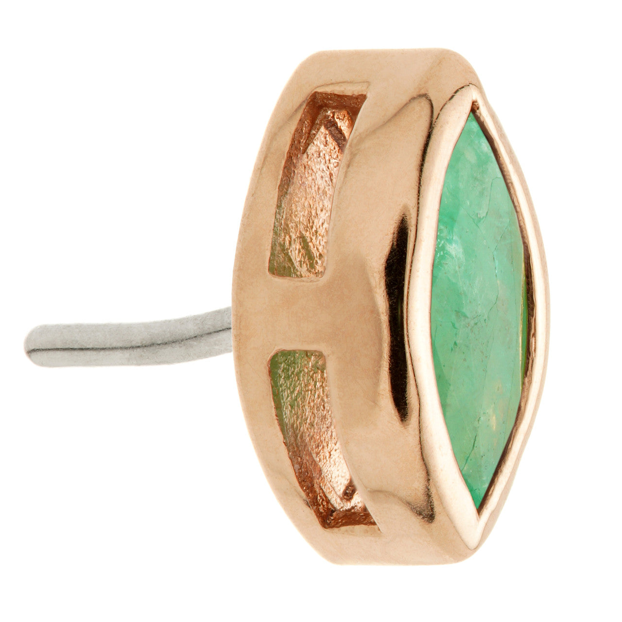 TL - 14ct Gold Threadless Emerald Marquise Pin Attachment