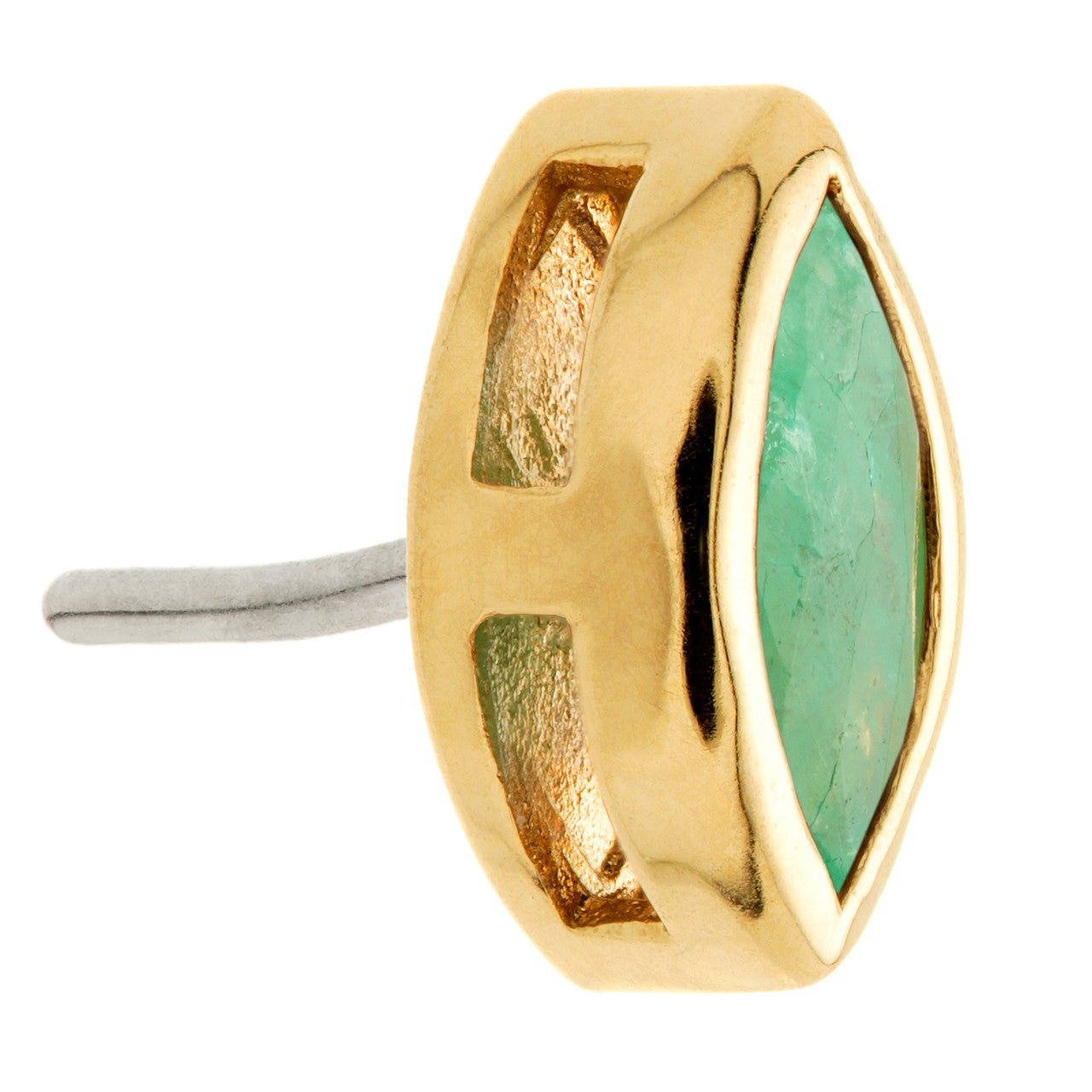 TL - 14ct Gold Threadless Emerald Marquise Pin Attachment