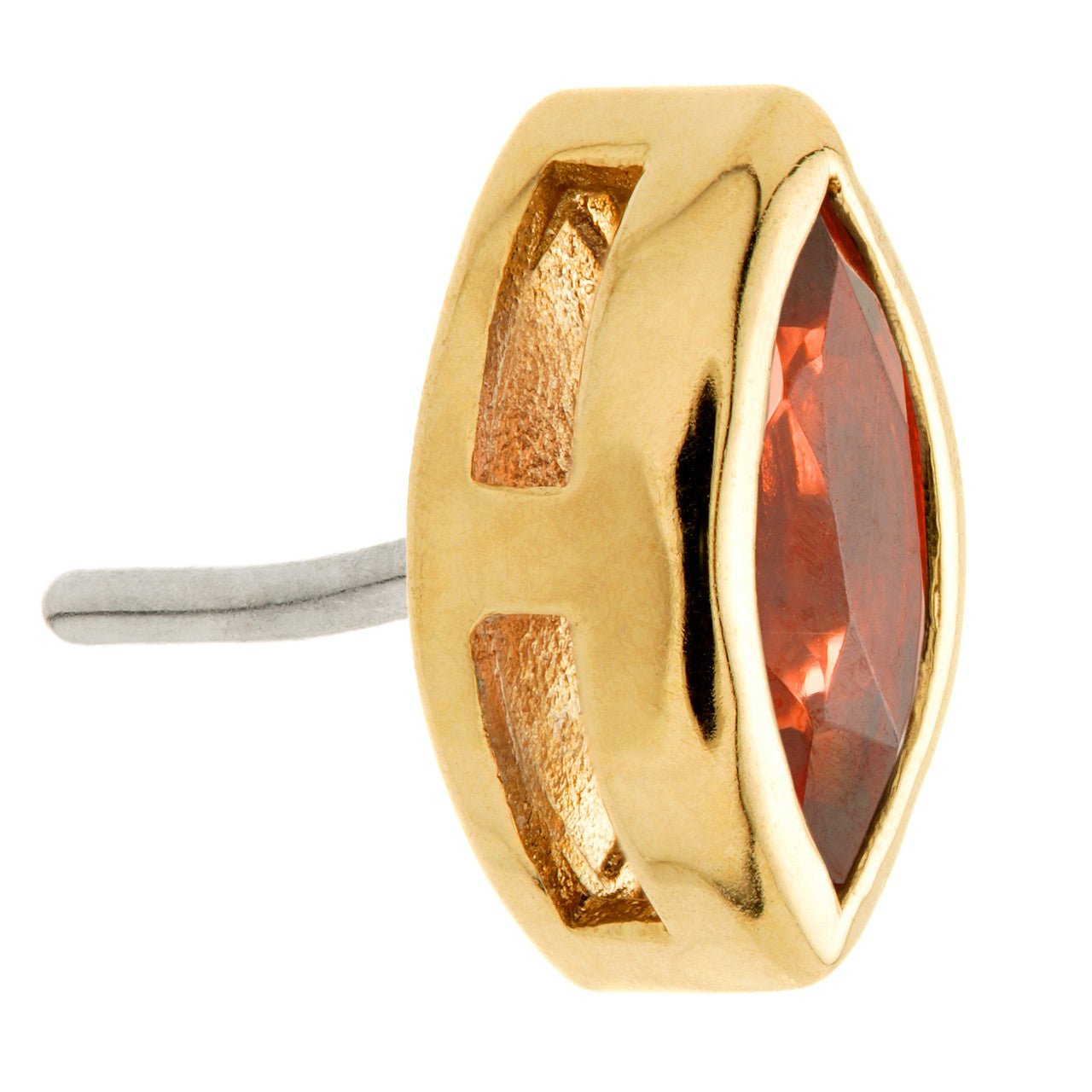 TL - 14ct Gold Threadless Garnet Marquise Pin Attachment