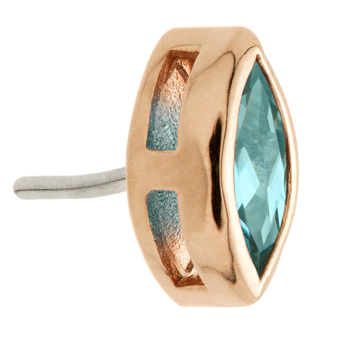 TL - 14ct Gold Threadless London Blue Topaz Marquise Pin Attachment