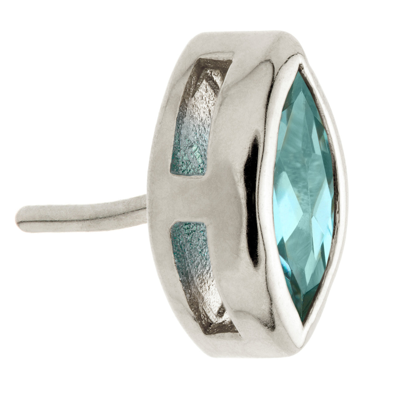 TL - 14ct Gold Threadless London Blue Topaz Marquise Pin Attachment