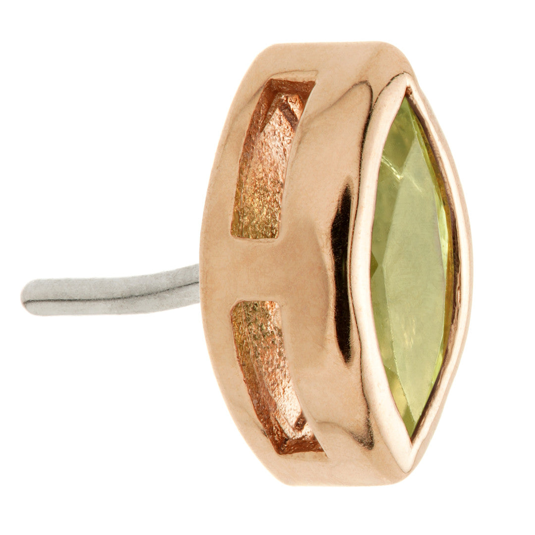 TL - 14ct Gold Threadless Peridot Marquise Pin Attachment