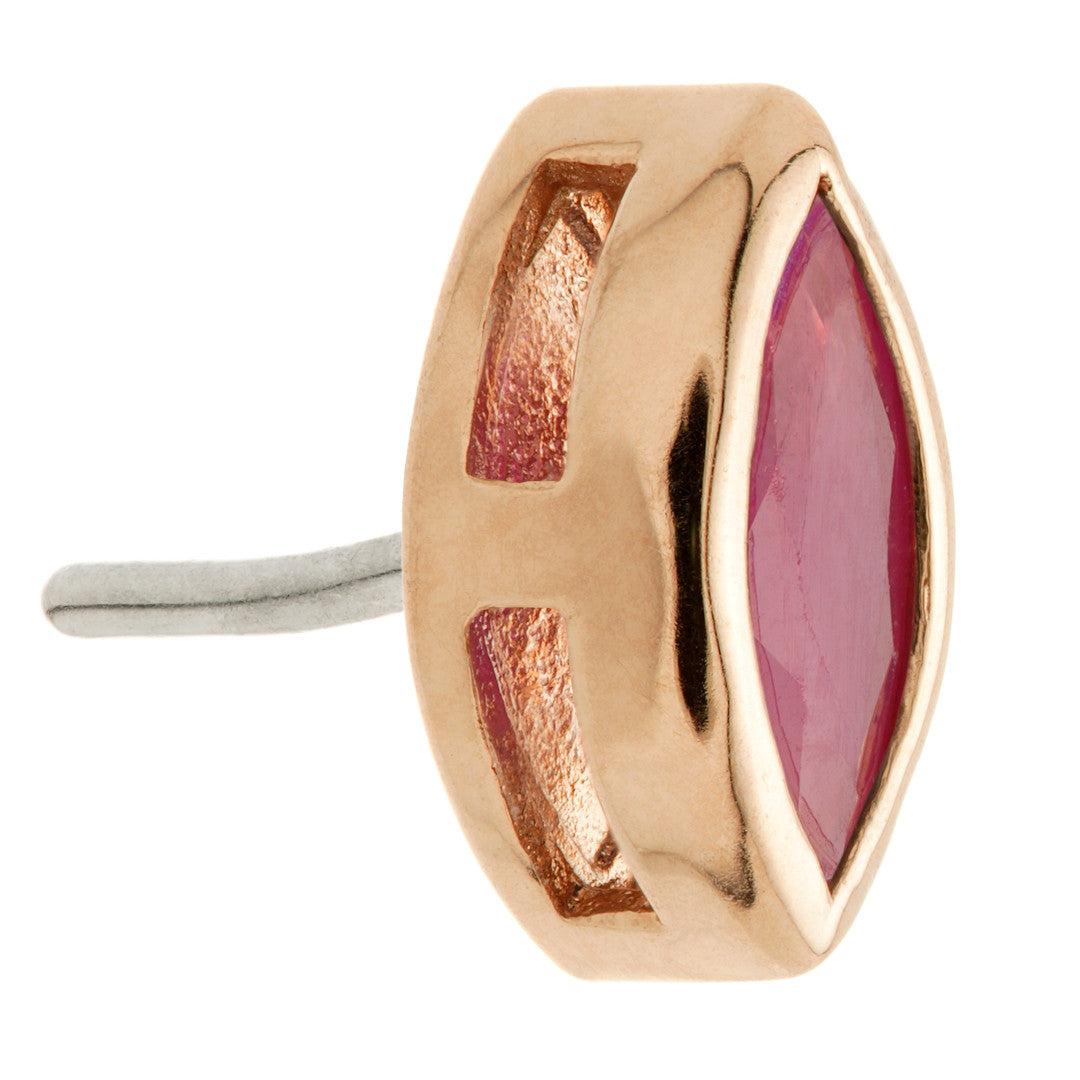 TL - 14ct Gold Threadless Ruby Marquise Pin Attachment