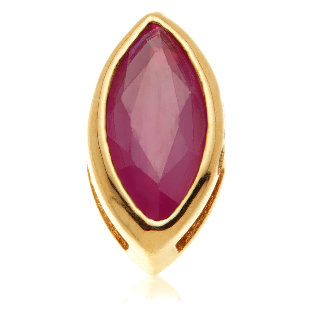 TL - 14ct Gold Threadless Ruby Marquise Pin Attachment