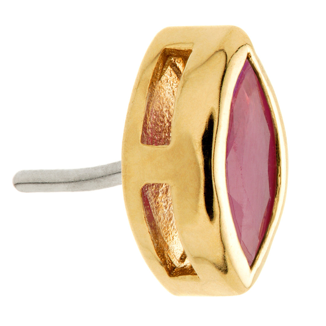 TL - 14ct Gold Threadless Ruby Marquise Pin Attachment