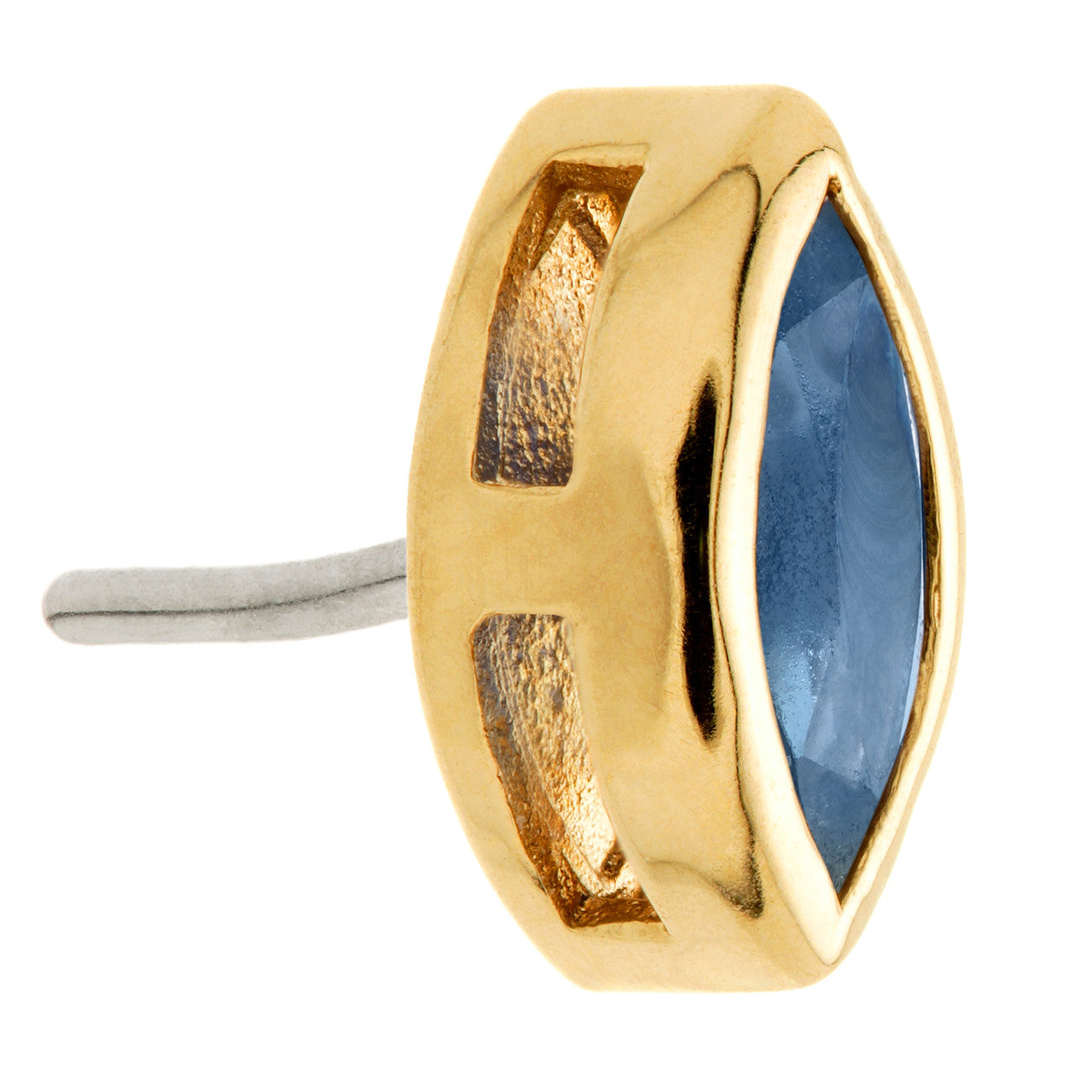 TL - 14ct Gold Threadless Sapphire Marquise Pin Attachment