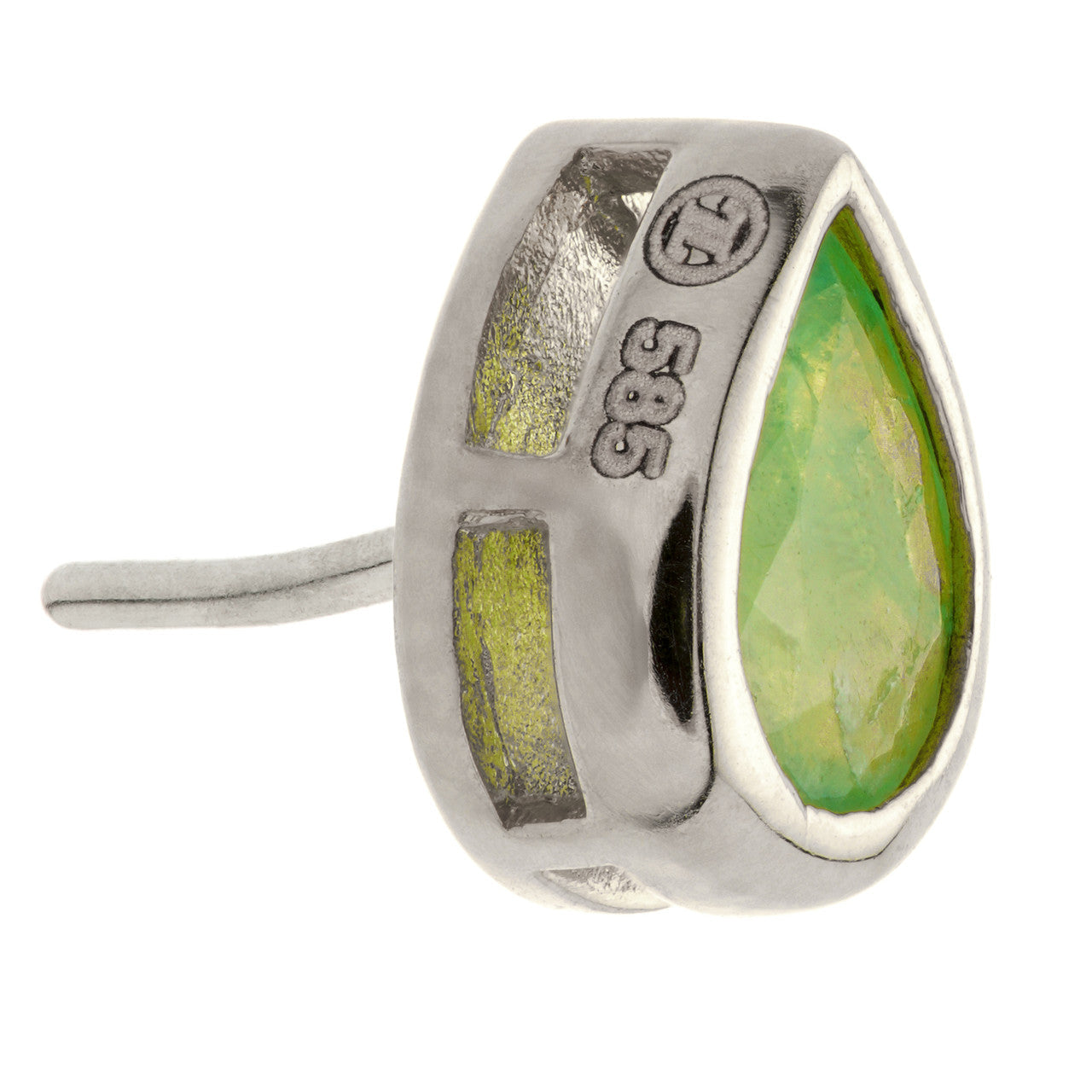 TL - 14ct Gold Threadless Emerald Pear Pin Attachment