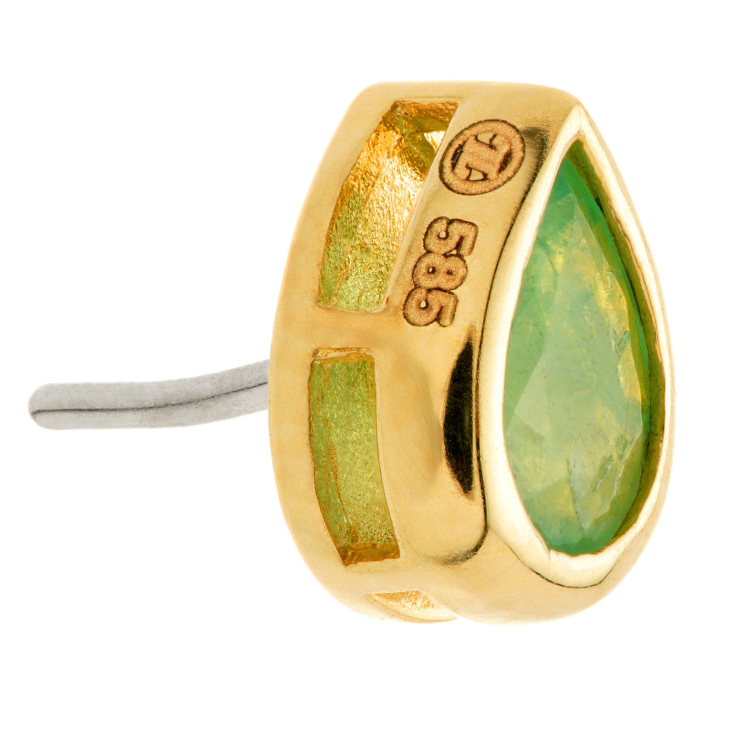TL - 14ct Gold Threadless Emerald Pear Pin Attachment