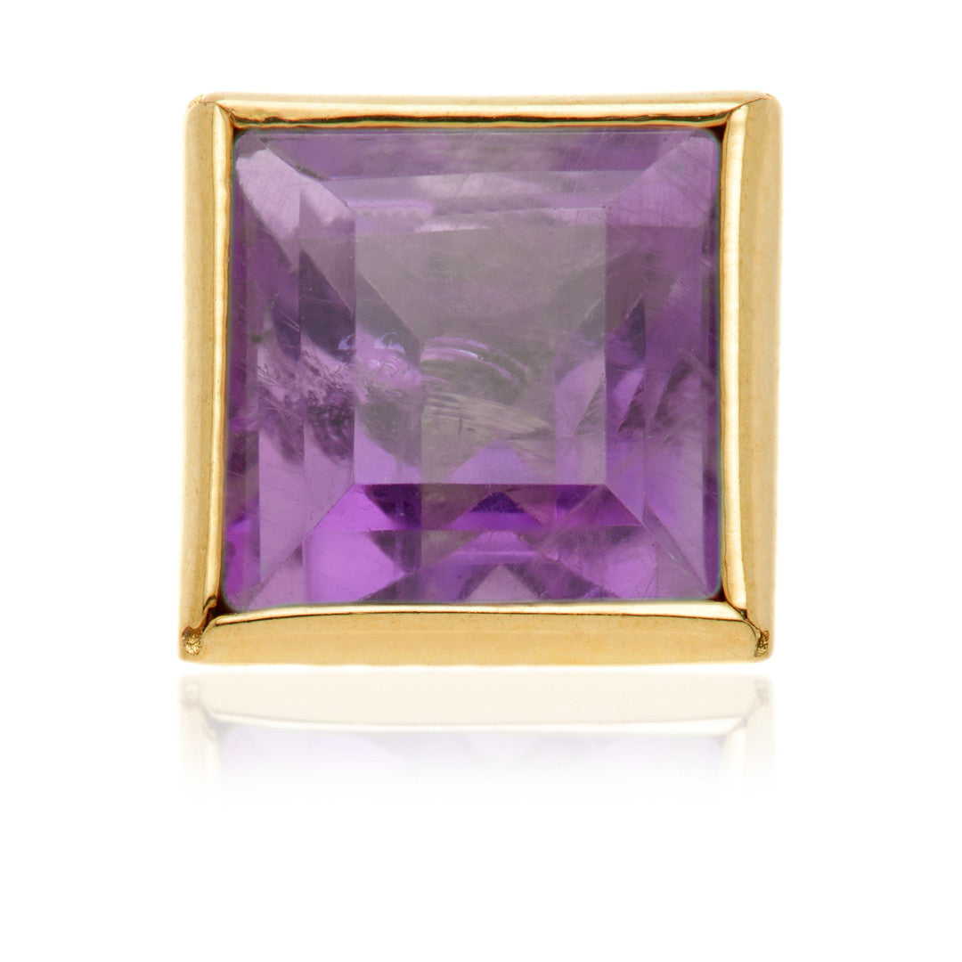 TL - 14ct Gold Threadless Amethyst Square Pin Attachment