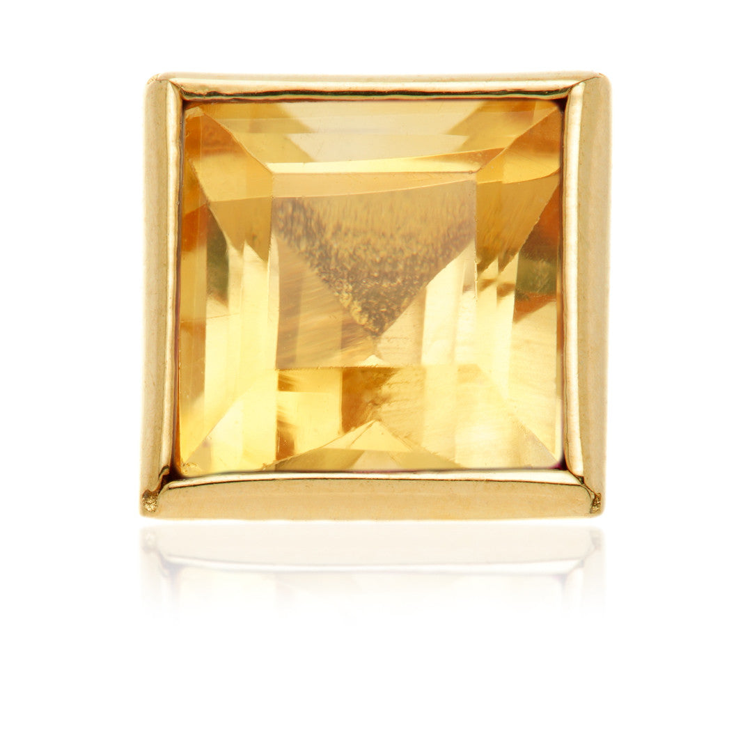 TL - 14ct Gold Threadless Citrine Square Pin Attachment-14K-Y