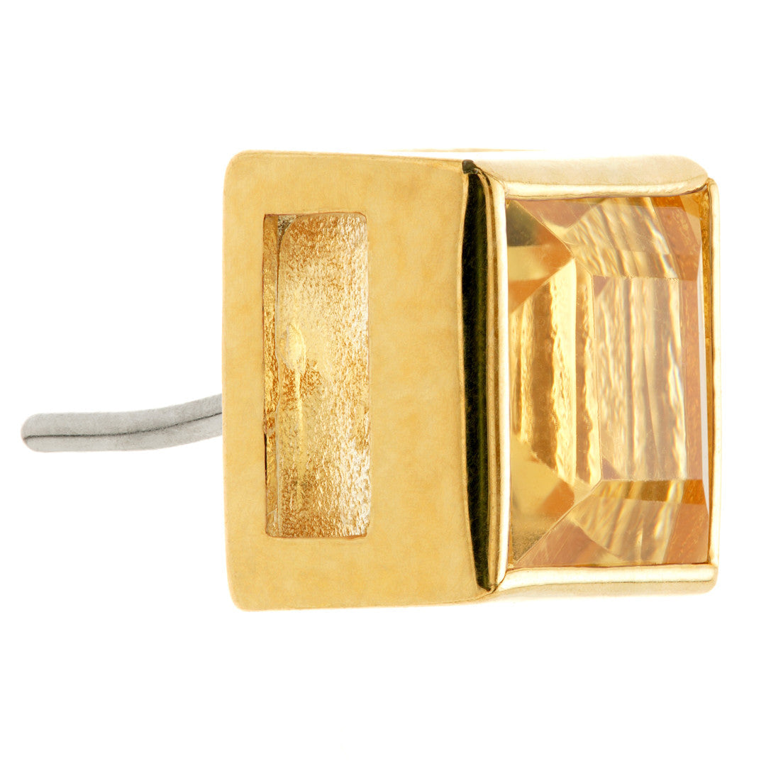 TL - 14ct Gold Threadless Citrine Square Pin Attachment-14K-Y