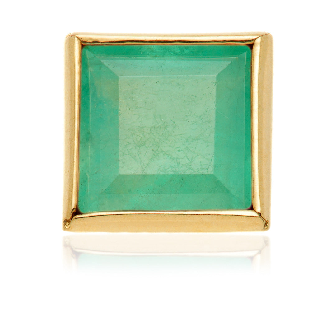 TL - 14ct Gold Threadless Emerald Square Pin Attachment