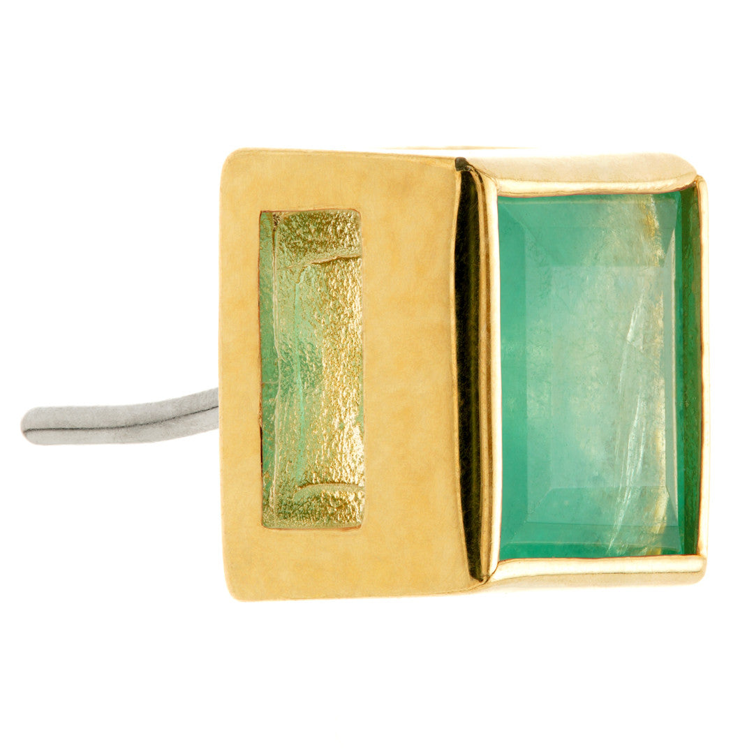 TL - 14ct Gold Threadless Emerald Square Pin Attachment