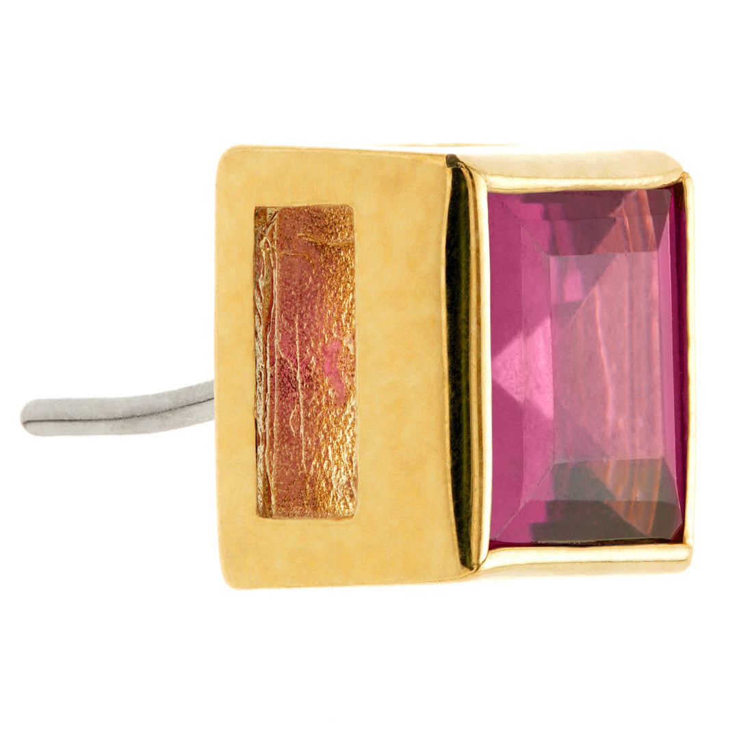 TL - 14ct Gold Threadless Rhodolite Square Pin Attachment