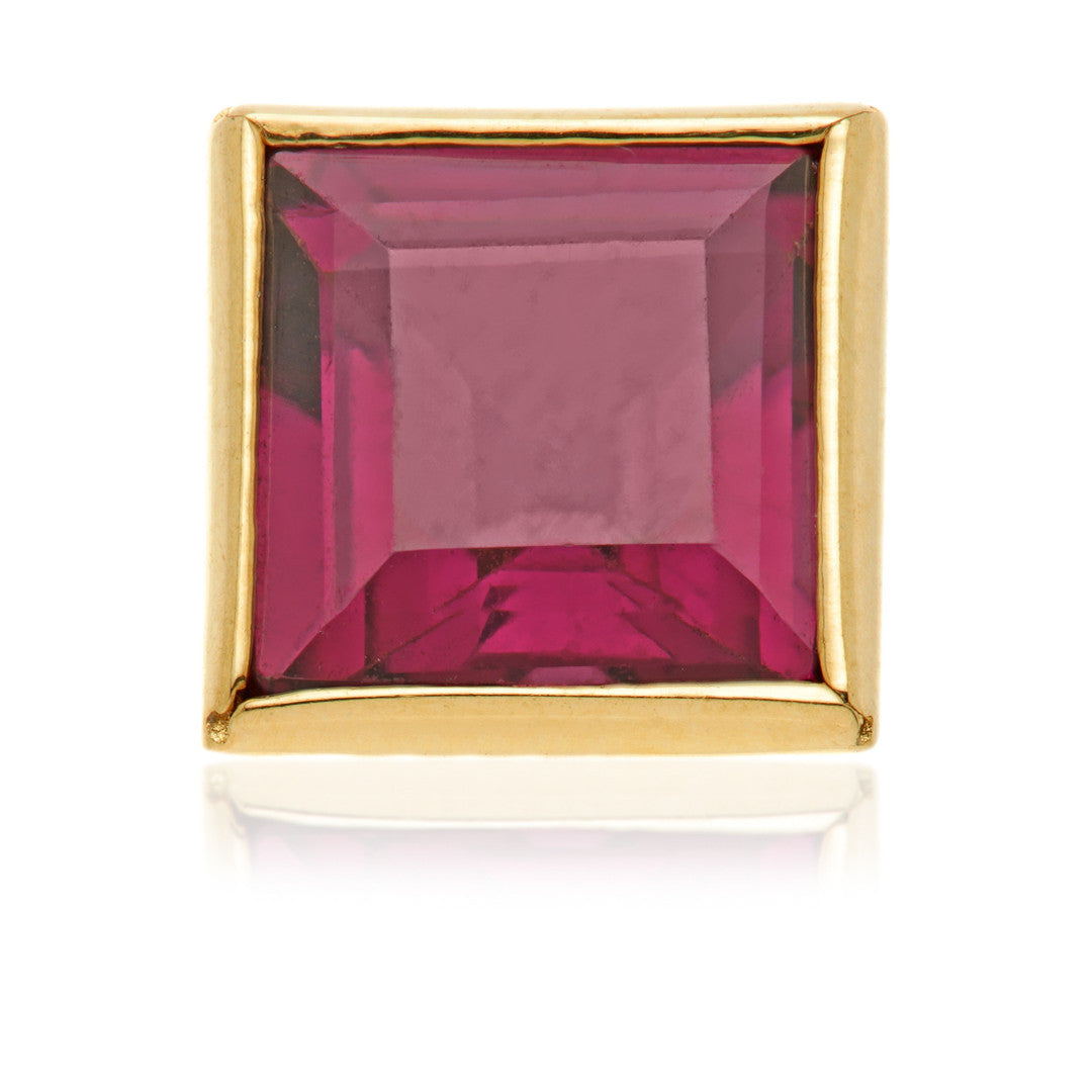 TL - 14ct Gold Threadless Ruby Square Pin Attachment-14K-Y