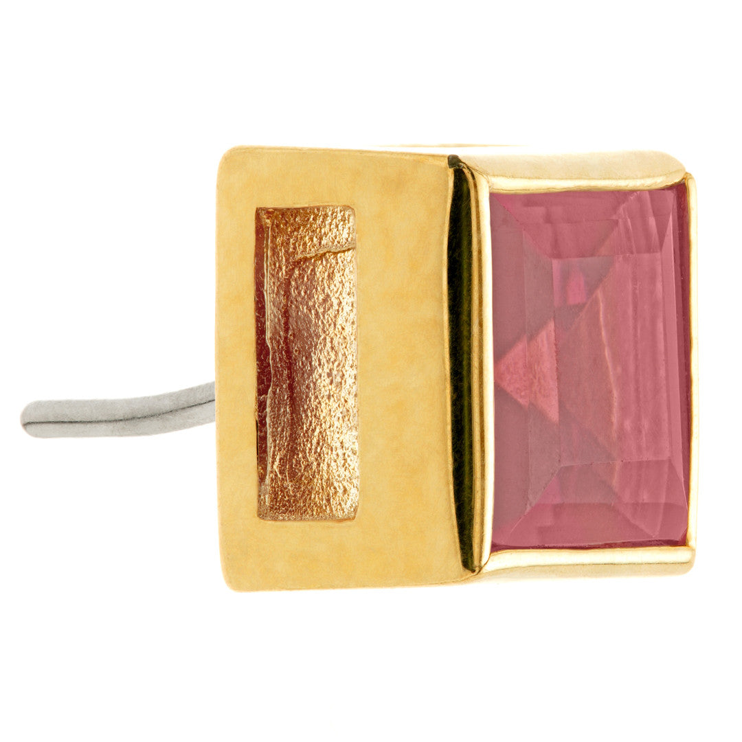 TL - 14ct Gold Threadless Ruby Square Pin Attachment-14K-Y