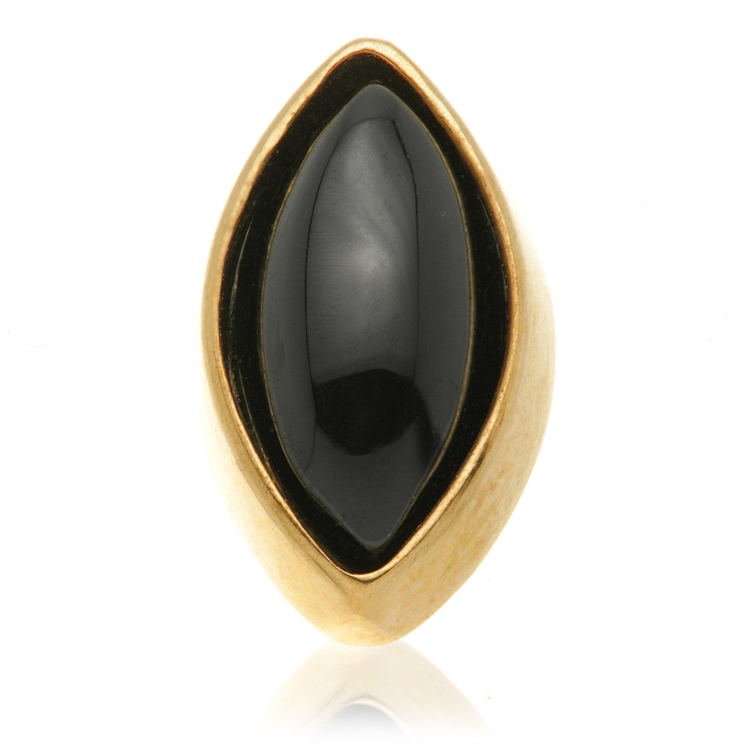 TL - 14ct Gold Internal Black Agate Cabochon Marquise Attachment