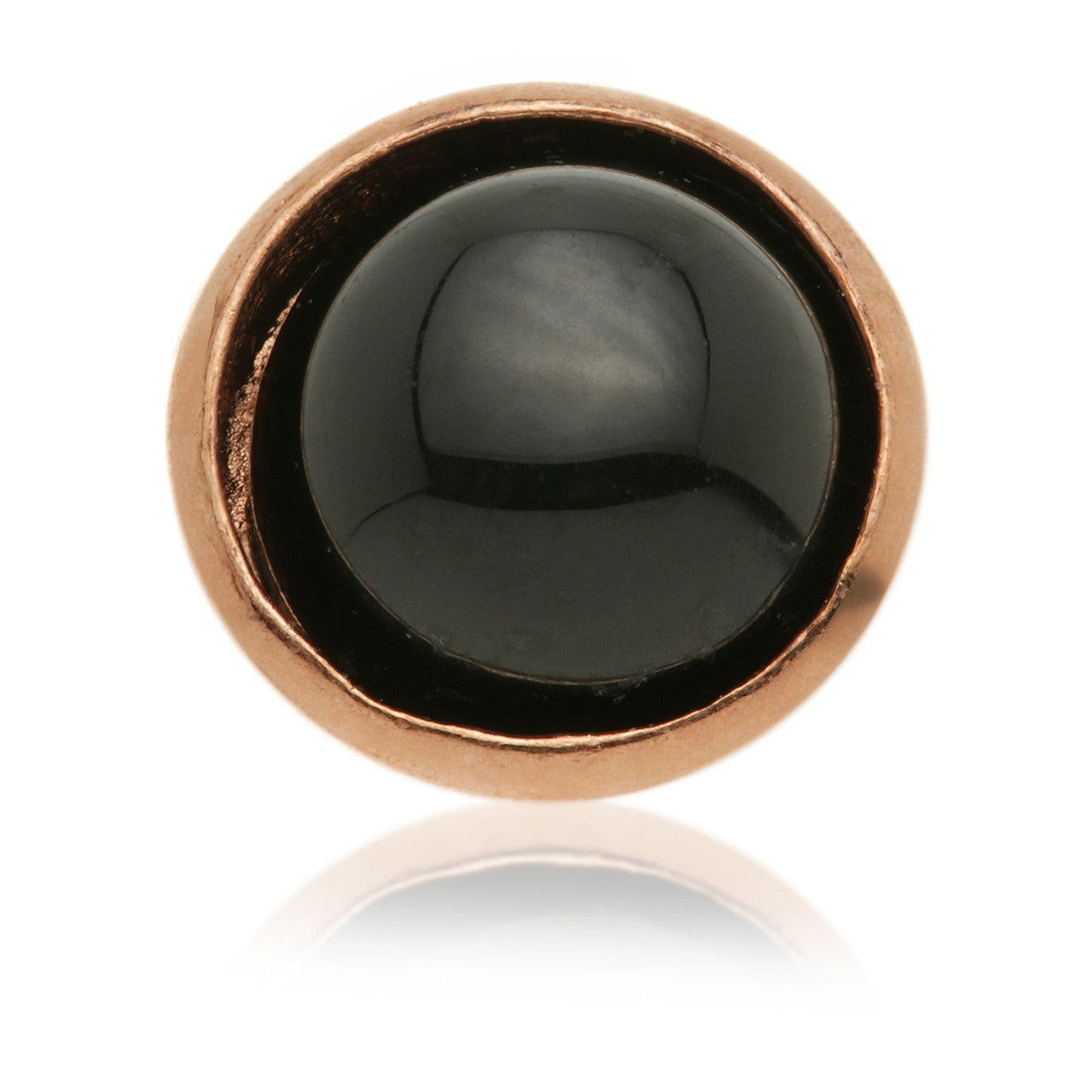 TL - 14ct Gold Threadless Black Agate Cabochon Bezel Pin Attachment