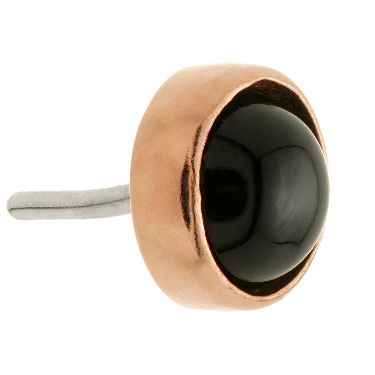 TL - 14ct Gold Threadless Black Agate Cabochon Bezel Pin Attachment