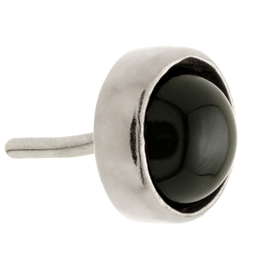 TL - 14ct Gold Threadless Black Agate Cabochon Bezel Pin Attachment