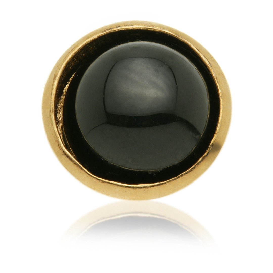 TL - 14ct Gold Threadless Black Agate Cabochon Bezel Pin Attachment