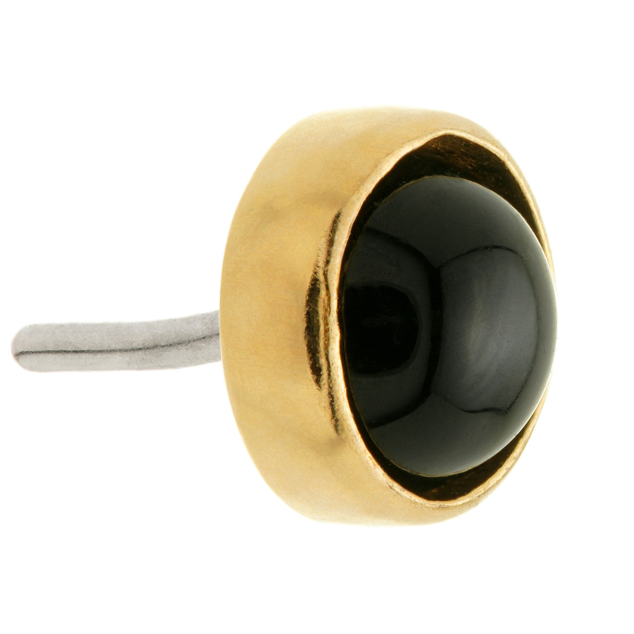 TL - 14ct Gold Threadless Black Agate Cabochon Bezel Pin Attachment